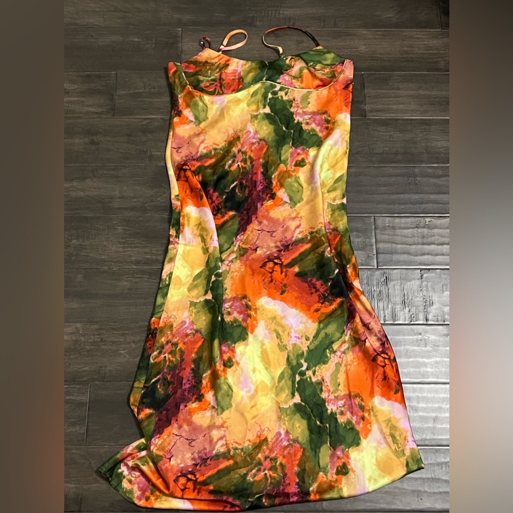 Abstract Print Fitted MIdi Slip Dress XL